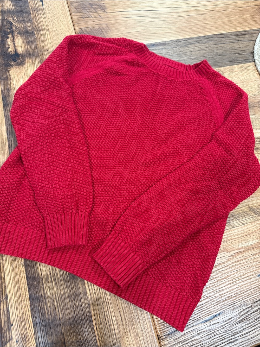 LOFT Red Textured Crewneck Sweater